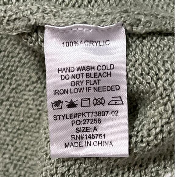 Arula Altard State 1X Star Print V Neck Knit Sweater Preppy Boho Green Casual - Picture 4 of 6